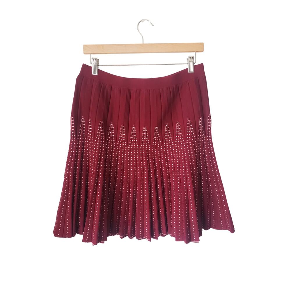 Maeve by Anthropologie Corie Pleated Mini Skirt Red Size Large NWT